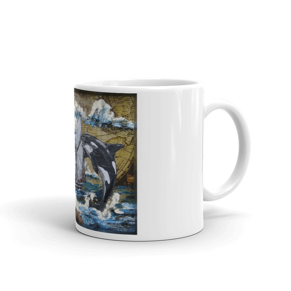 SEA WORLD Raised Image Orca Ceramic Coffee Cup or Mug with FREE SHIPPING