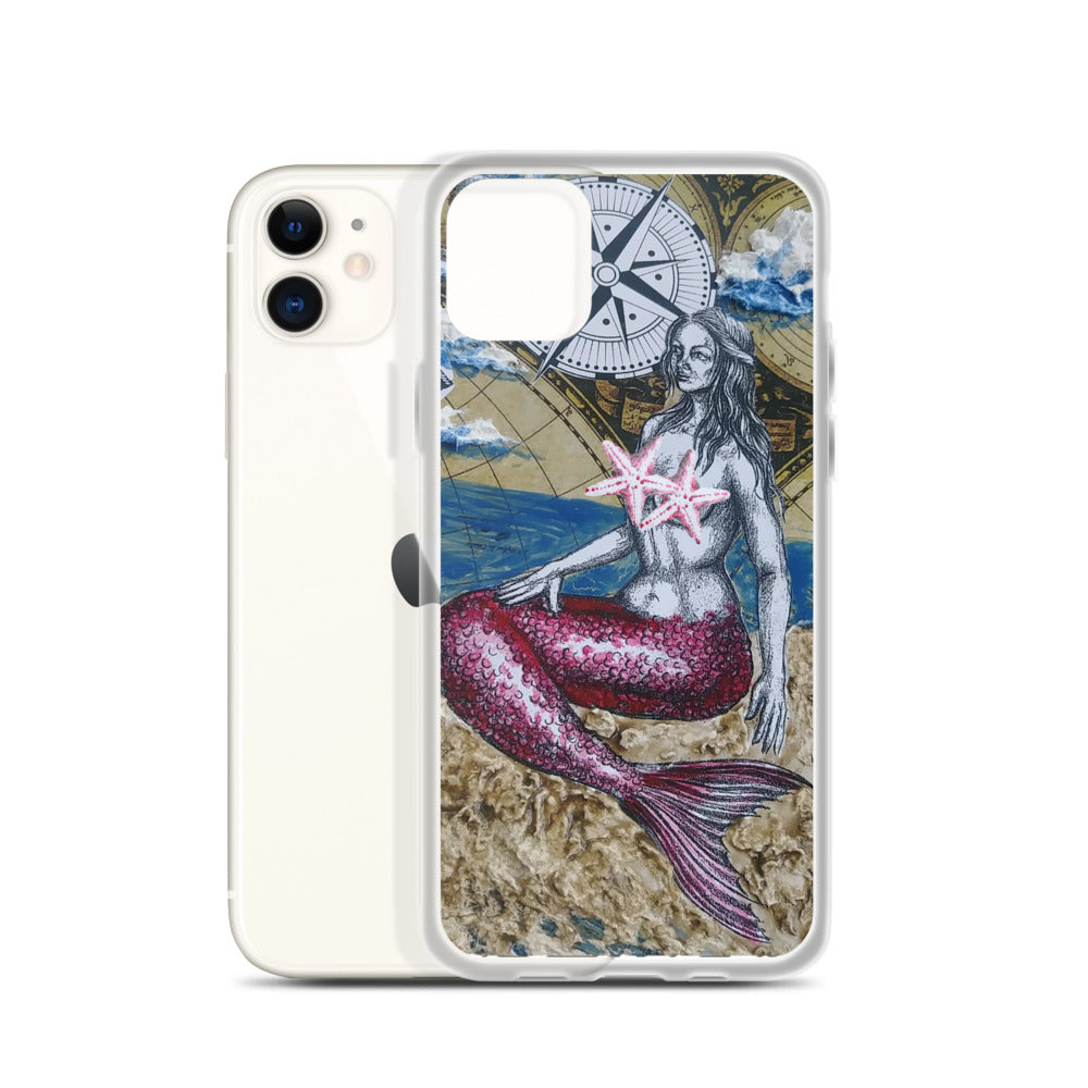 Mermaid & Compass | iPhone Case | Handmade Artwork