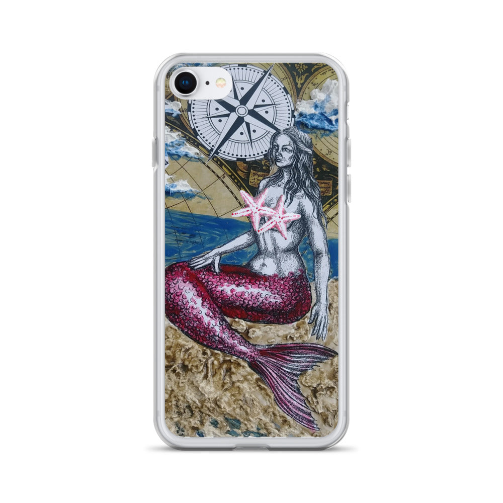 Mermaid & Compass | iPhone Case | Handmade Artwork