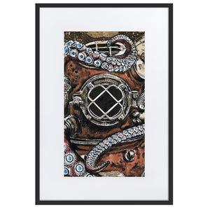 Octo-Helmet | Matte Framed Poster | Handmade Artwork