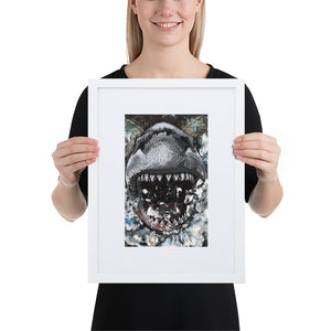 Shark Attack | Matte Framed Poster | Handmade Artwork