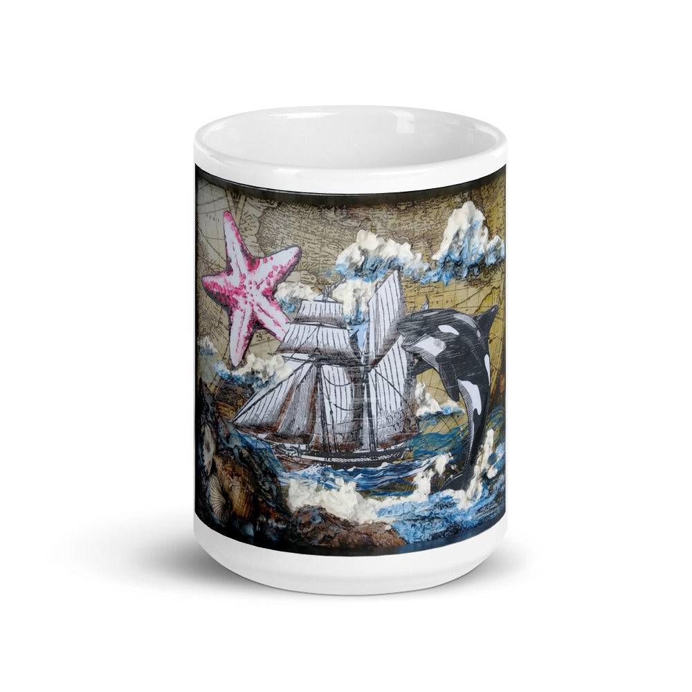 Orca & Schooner | Mug | Handmade Artwork