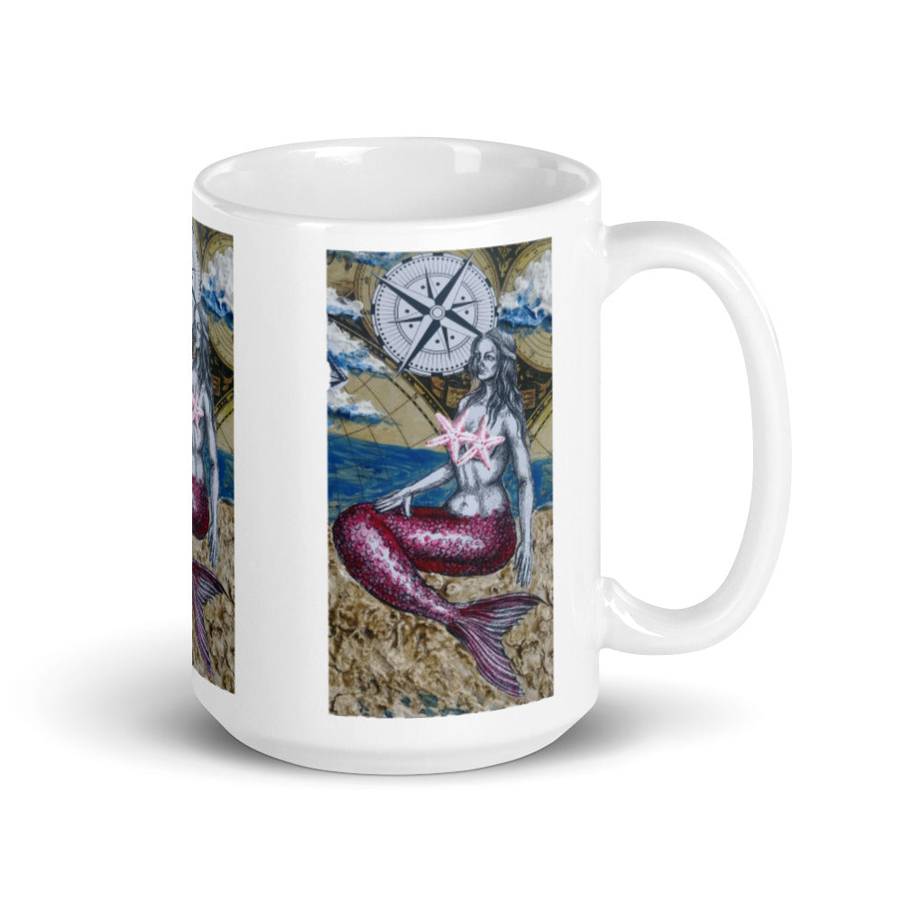 Mermaid & Compass | Mug | Handmade Artwork