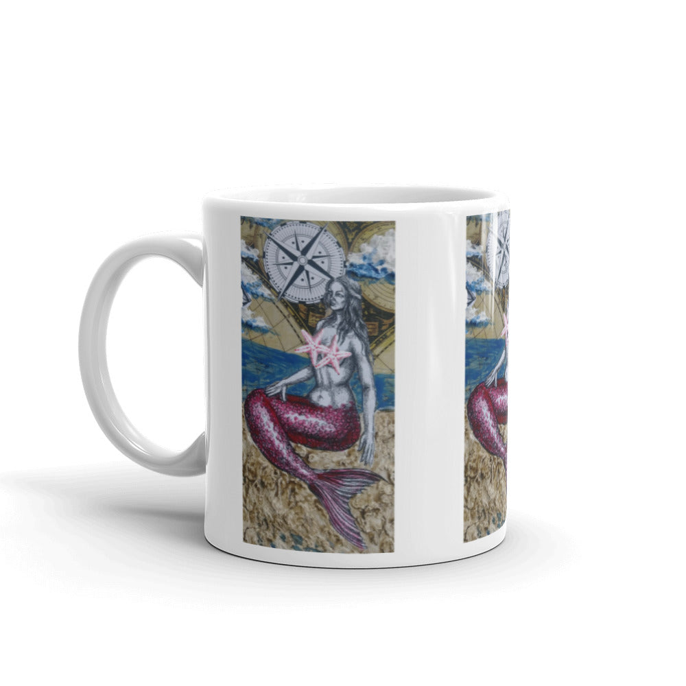 Mermaid & Compass | Mug | Handmade Artwork